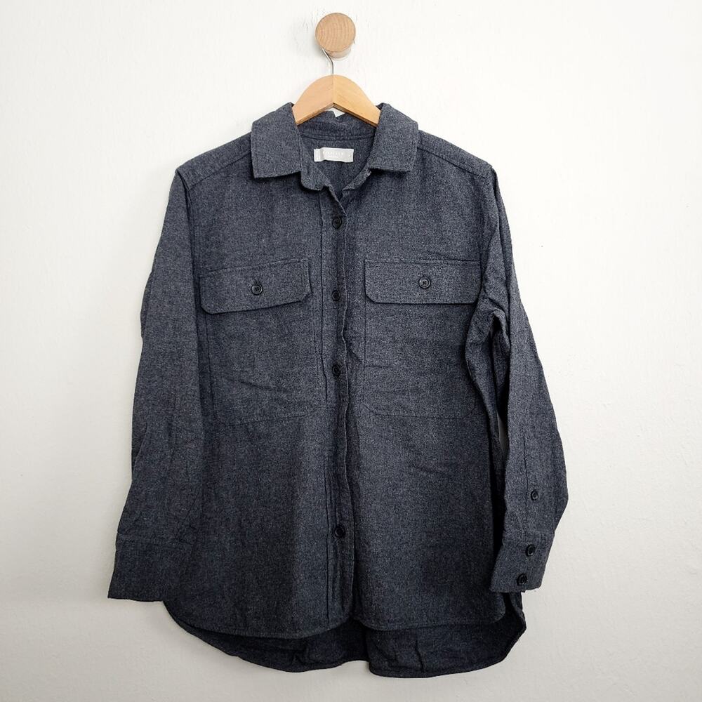 NEW Everlane Gray Flannel Oversized Organic Cotton Shacket Lightweight Jacket - Picture 1 of 15